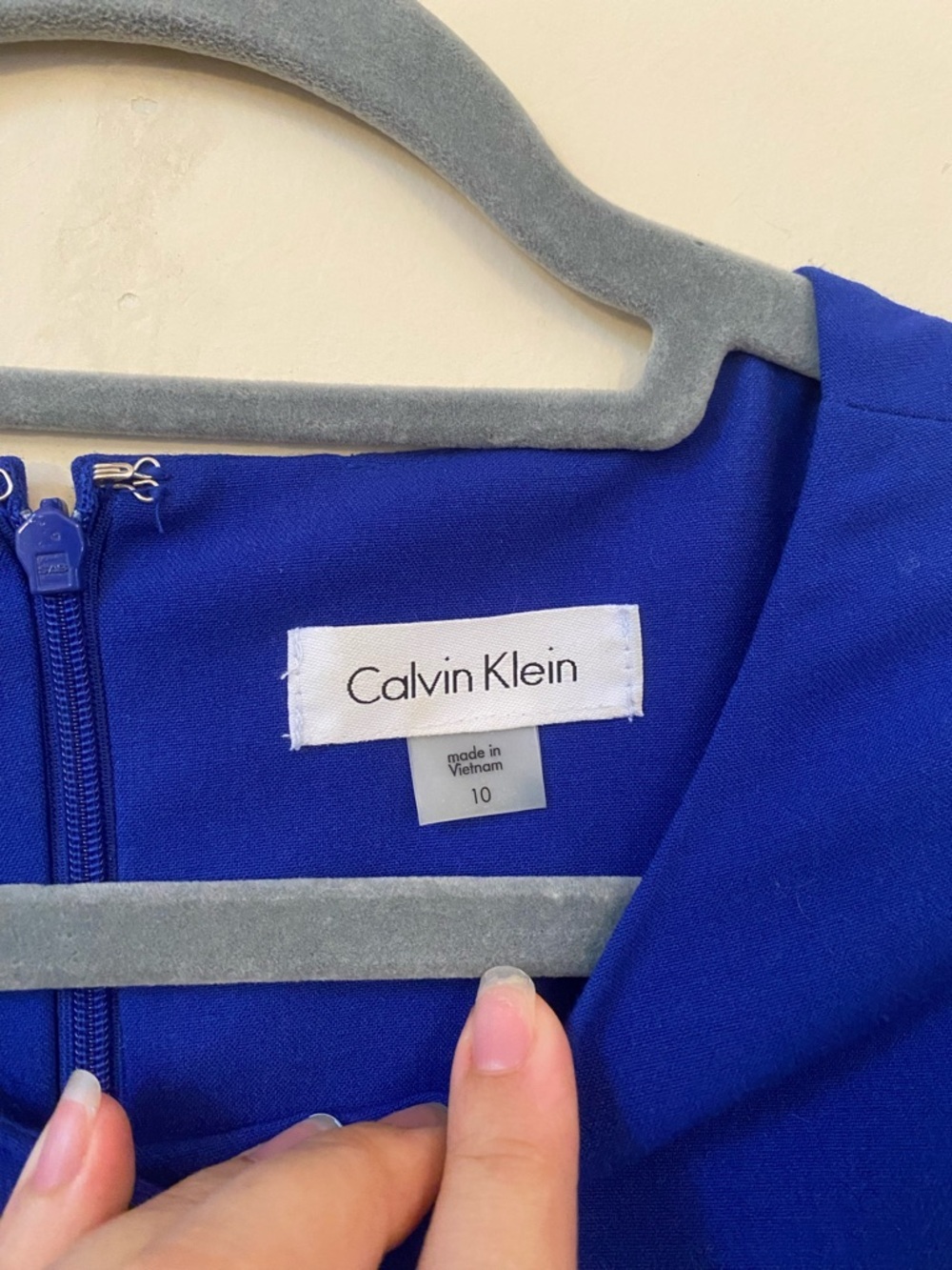 Calvin Klein Blue Black White Colorblock Fit & Flare Dress Size 10 - Picture 3 of 5
